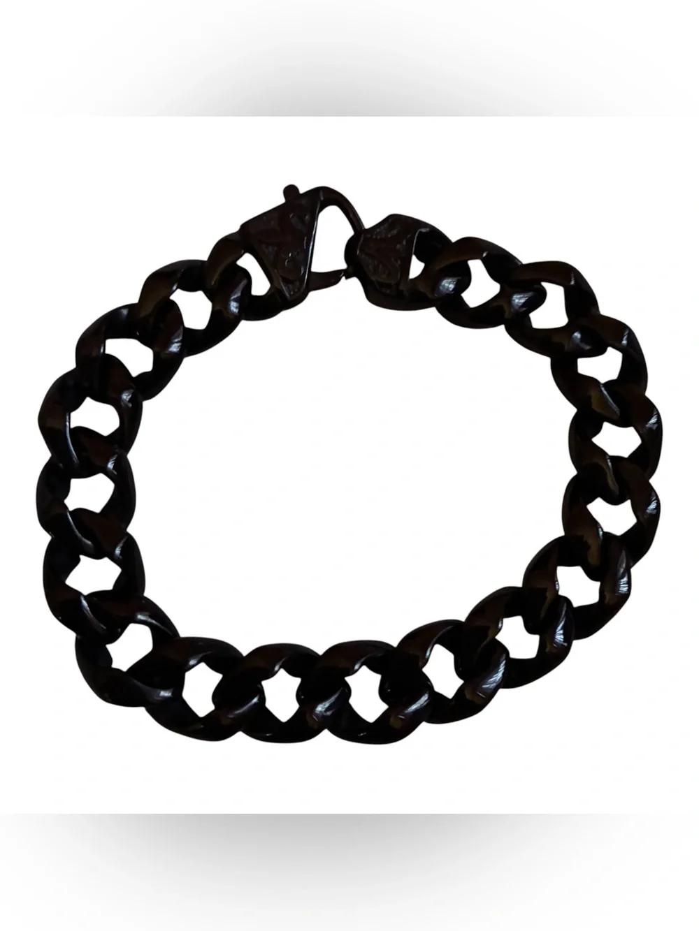 NWOT MEN’S STAINLESS STEEL BLACK COATED THICK BRACELET 9” L